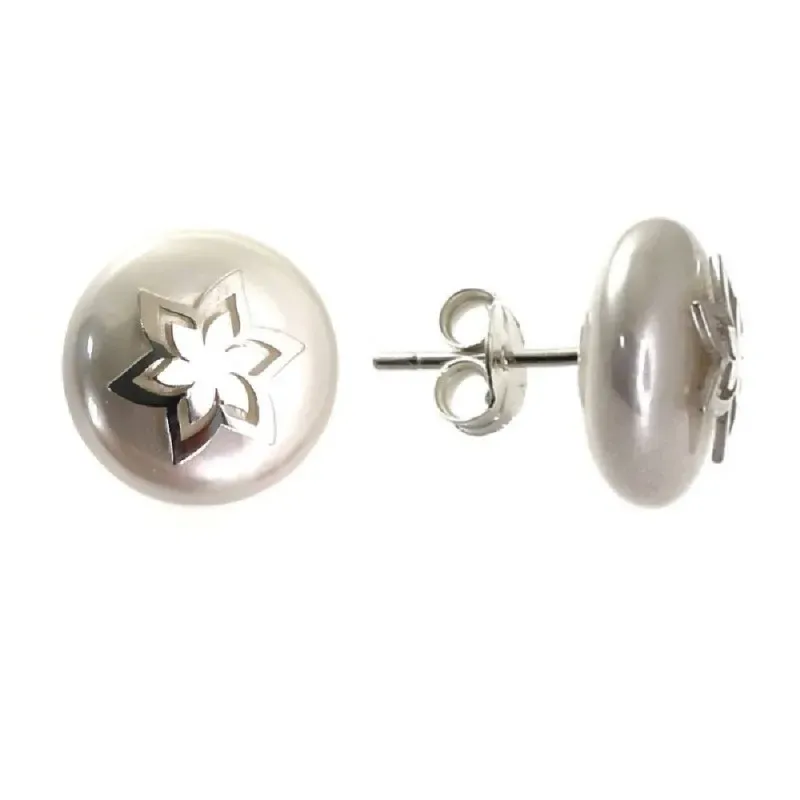 Pendientes plata Ley 925m mujer 12 mm. perla combinada forma estrella