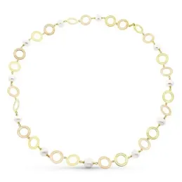 Gargantilla oro bicolor 18k mujer 85 cm. formas combinadas caladas pe
