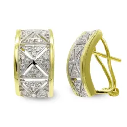 Pendientes oro bicolor 18k mujer circonitas combinadas detalles centr