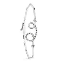 Pulsera oro blanco 18k mujer semirrígida nudo circonitas combinada li