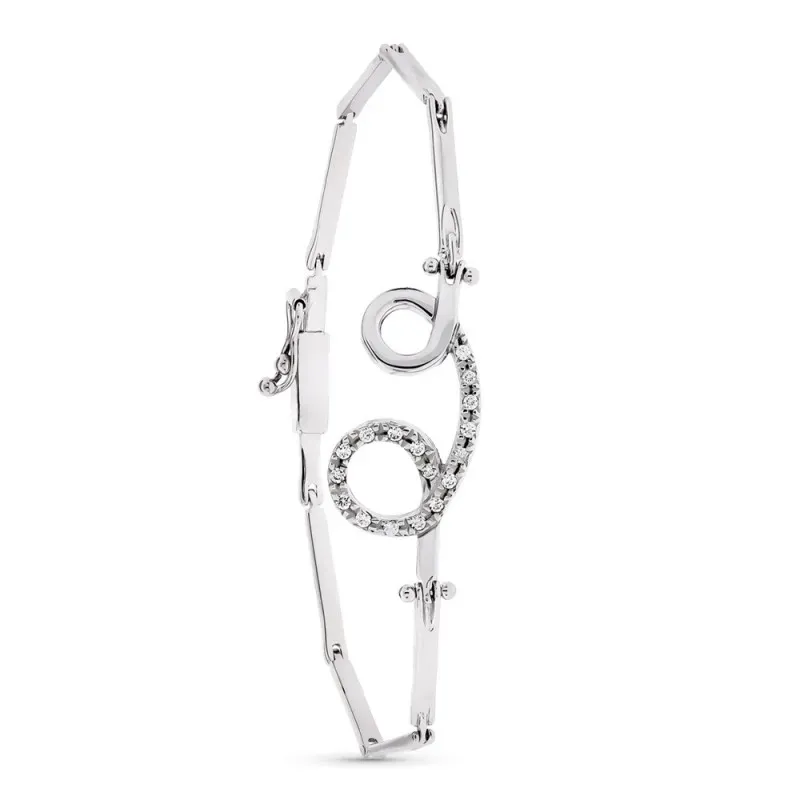 Pulsera oro blanco 18k mujer semirrígida nudo circonitas combinada li