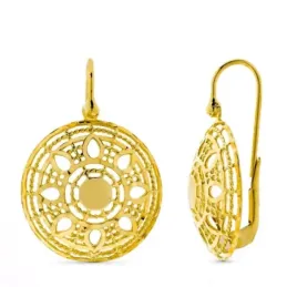 Pendientes oro 18k mujer largos redondos calados formas combinadas
