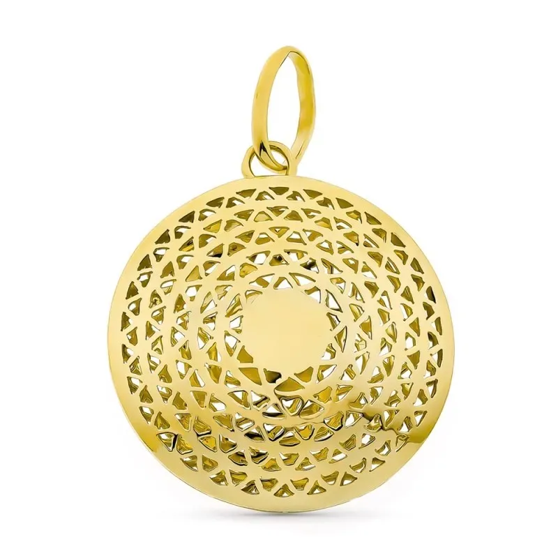 Colgante oro 18k mujer 28 mm. círculo calado