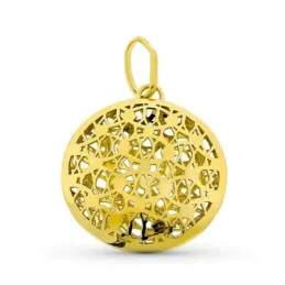 Colgante oro 18k mujer 27 mm. círculo formas caladas