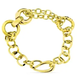 Pulsera oro 18k mujer eslabones combinados formas variadas