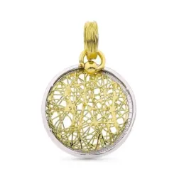 Colgante oro bicolor 18k mujer 20 mm. calado formas abstractas