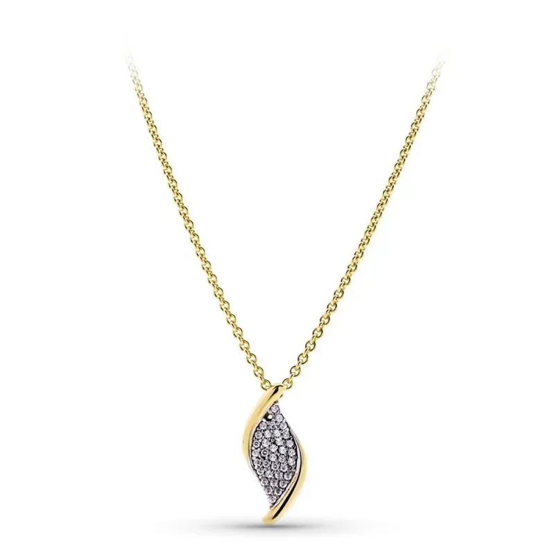 Gargantilla oro bicolor 18k mujer colgante bordes lisos combinados ci