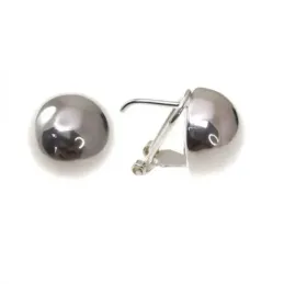 Pendientes plata Ley 925m mujer 16 mm. media bola lisa omega