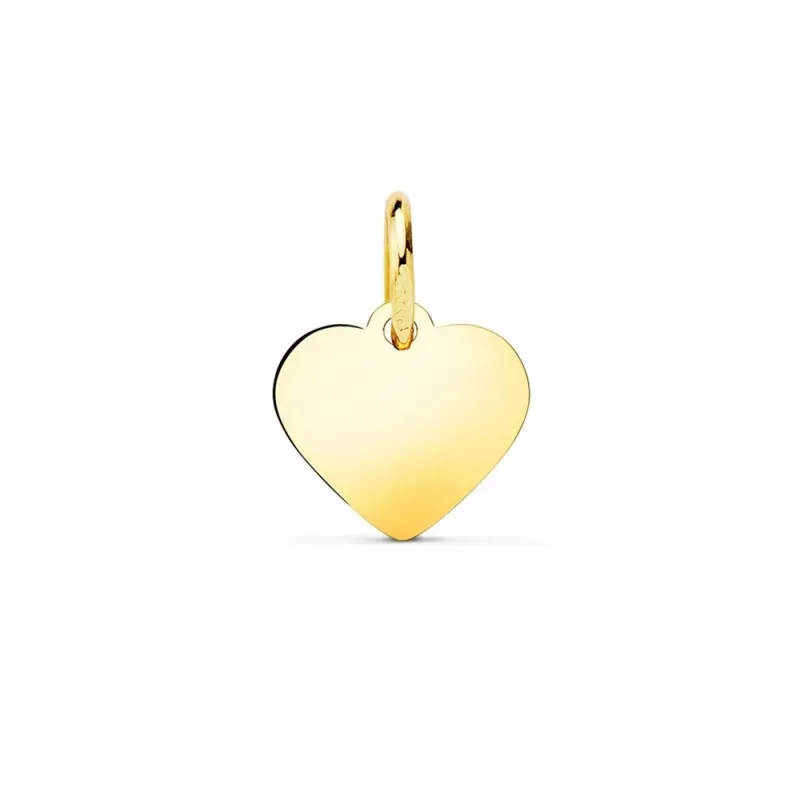 Colgante oro 18k chapa 10 mm. forma corazón brillo liso