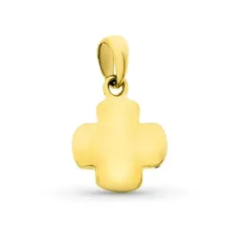 Cruz colgante oro 18k hueca 18 mm. mate brillo bordes redondeados