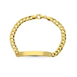 Esclava oro 18k hombre 21 cm. barbada maciza chapa lisa mosquetón