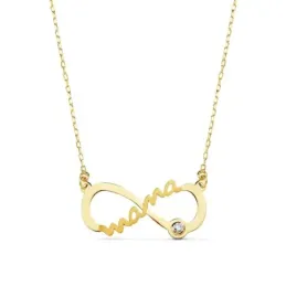 Gargantilla oro 18k mujer colgante infinito MAMÁ liso combinado circo