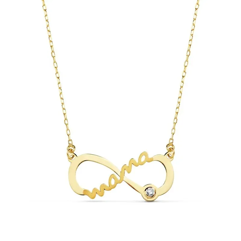 Gargantilla oro 18k mujer colgante infinito MAMÁ liso combinado circo