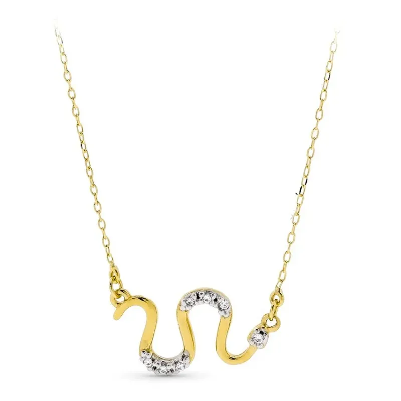 Gargantilla oro 18k mujer 45 cm. colgante serpiente 18 mm. lisa combi