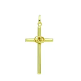 Cruz colgante oro 18k unisex 27 mm. lisa alianzas centro hueca