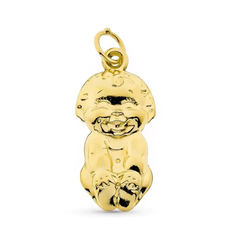 Colgante oro 18k muñeco 22 mm. detalles