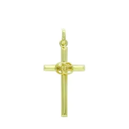 Cruz colgante oro 18k unisex 23 mm. hueca lisa alianzas centro