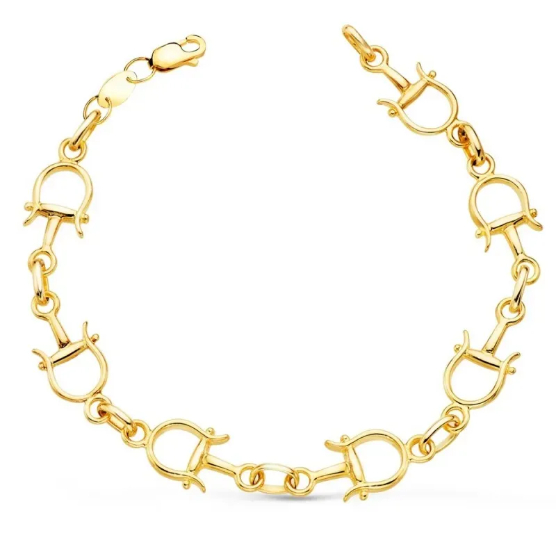 Pulsera oro 18k estribos calados 20 cm. mosquetón