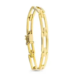 Pulsera oro 18k mujer eslabones rectangulares calados mate brillo
