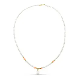Gargantilla oro 18k mujer perlas concha natural comibinadas rosa