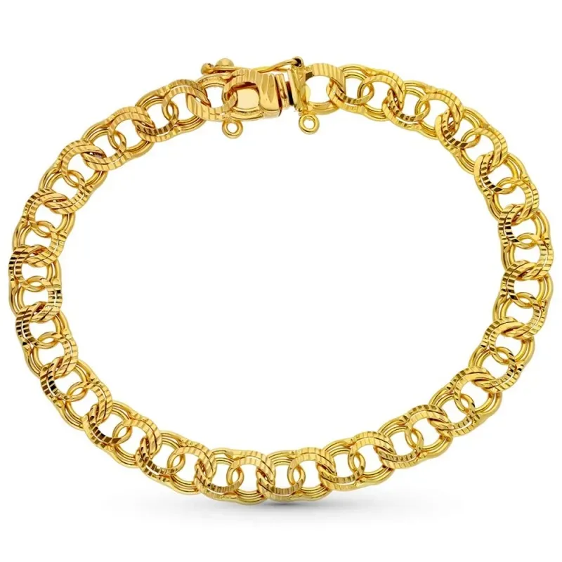 Pulsera oro 18k hombre 20.5 cm. cadena húngara ancho 8 mm.
