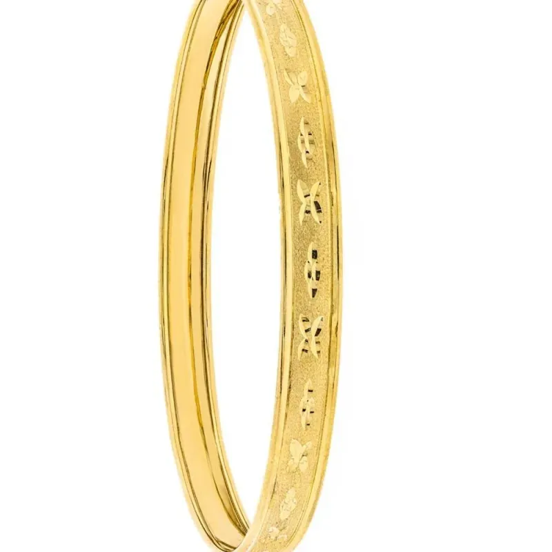 Brazalete pulsera oro 18k mujer rígida tallada mate