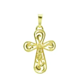 Cruz crucifijo calado oro 18k calado 37 mm. labrado