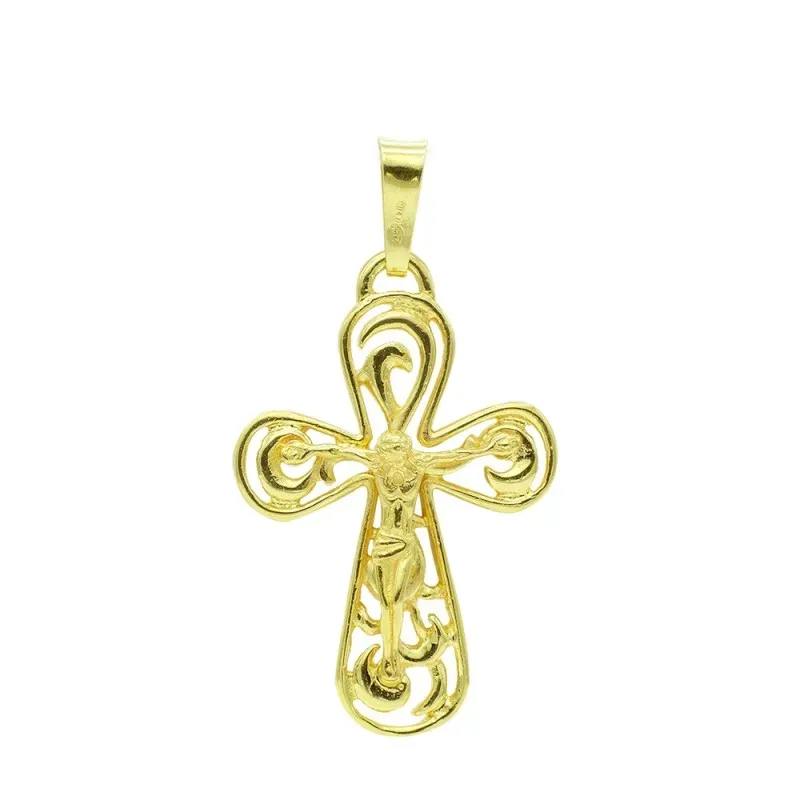 Cruz crucifijo calado oro 18k calado 37 mm. labrado