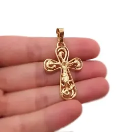 Cruz crucifijo calado oro 18k calado 37 mm. labrado