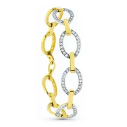 Pulsera oro bicolor 18k mujer barras combinadas círculos calados circ