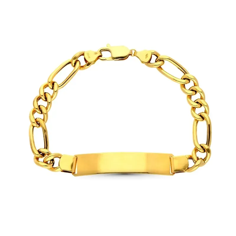 Esclava pulsera oro 18k hombre 21.5 cm. eslabón 3 x 1 chapa lisa mosq