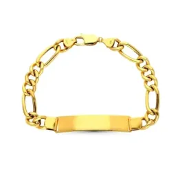 Esclava pulsera oro 18k hombre 21.5 cm. eslabón 3 x 1 chapa lisa mosq