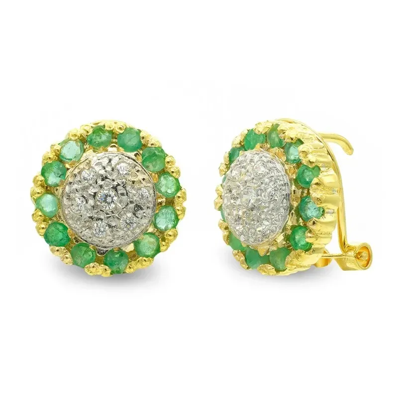 Pendientes oro 18k mujer piña circonitas omega