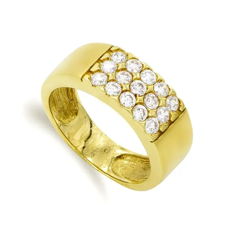 Sortija oro 18k mujer lisa circonitas centro