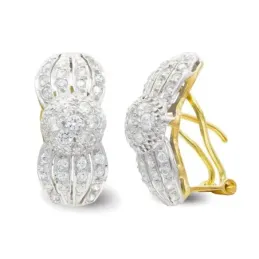 Pendientes oro bicolor 18k mujer circonitas círculo centro barras ver