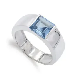 Sortija oro blanco 18k mujer aguamarina centro cabeza combinada centr