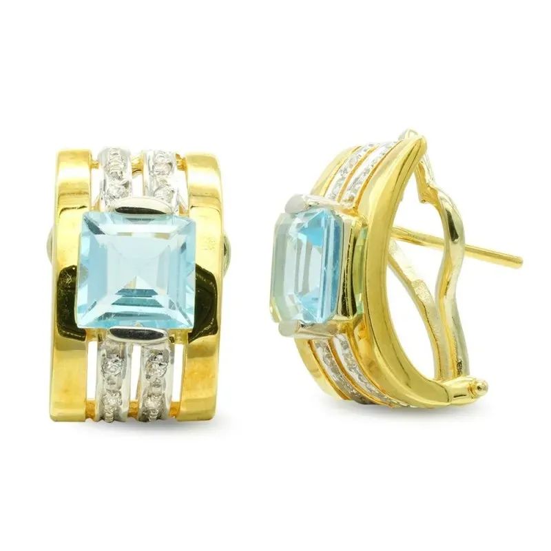 Pendientes oro 18k mujer bandas circonitas combinadas piedras color a