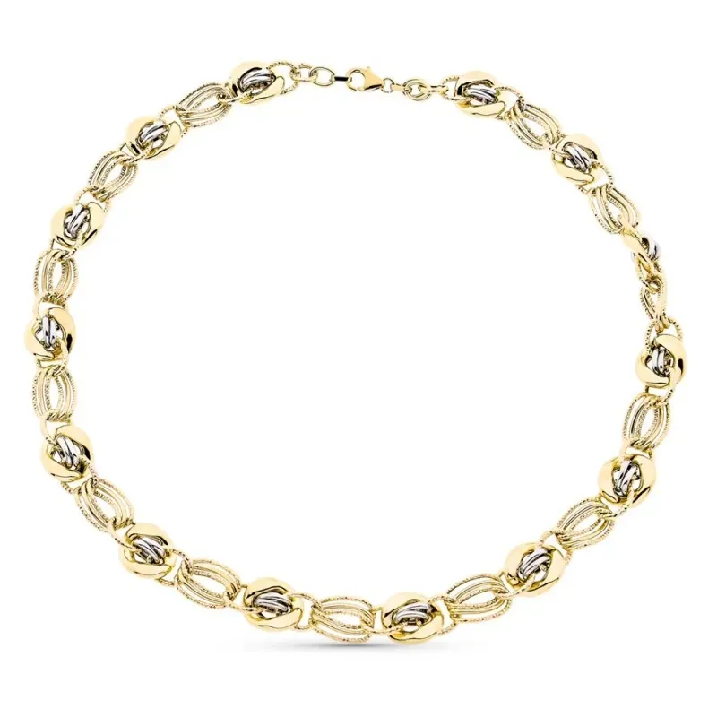 Gargantilla oro bicolor 9k mujer 45 cm. eslabones combinados