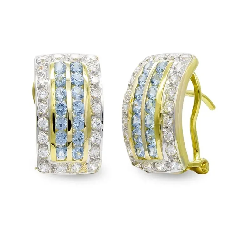 Pendientes oro 18k mujer barras verticales circonitas omega