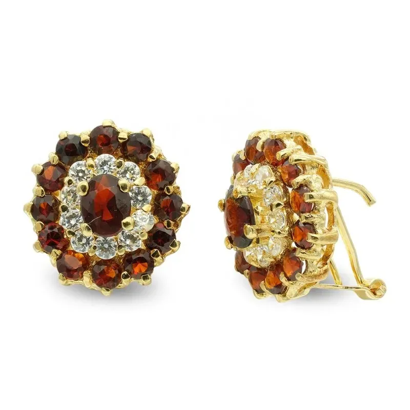 Pendientes oro 18k mujer redondos circonitas colores omega