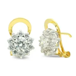 Pendientes oro bicolor mujer 10 mm. circonitas forma estrella omega