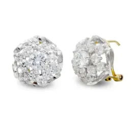 Pendientes oro bicolor 18k mujer 13 mm. cuajo circonitas omega