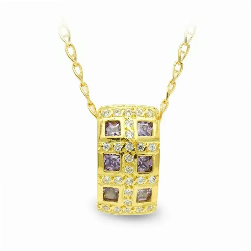 Gargantilla oro 18k mujer circonitas color cuadradas combinadas