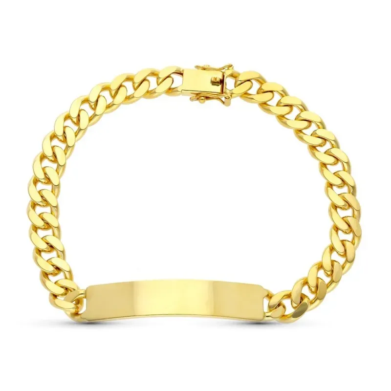 Esclava oro 18k hombre 21 cm. barbada maciza 7 mm. chapa lisa