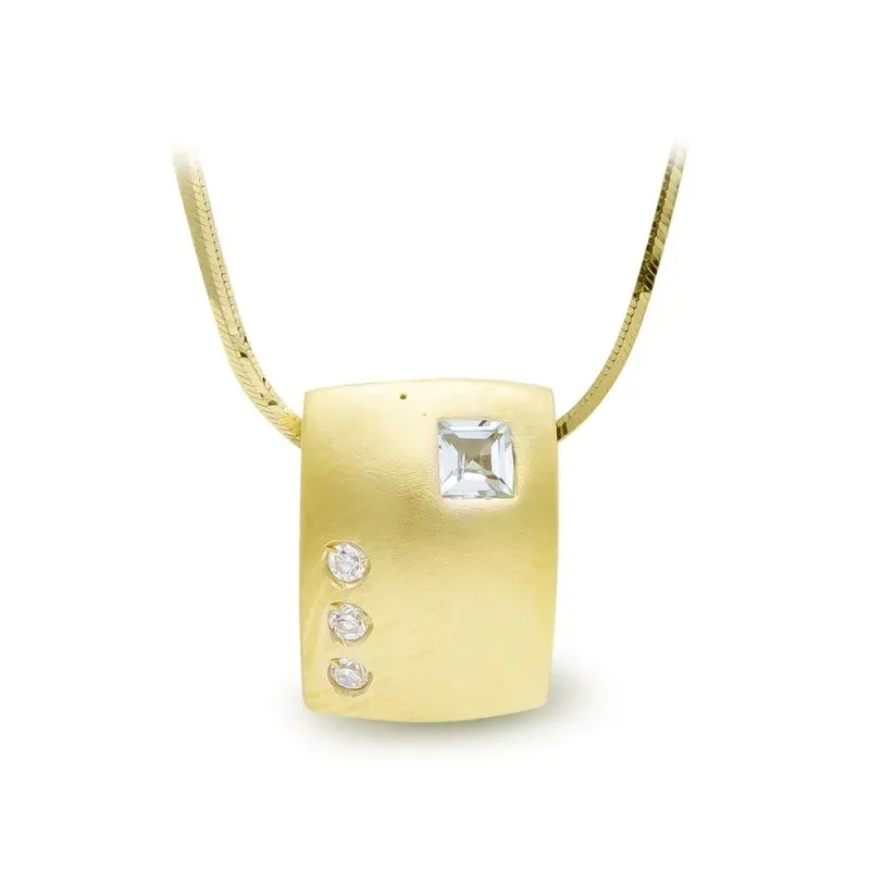 Gargantilla oro 18k mujer cuadrada lisa mate brillo circonitas