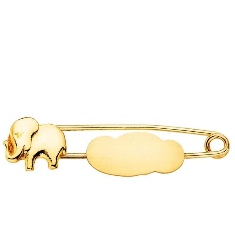 Alfiler oro 18k bebé 32 mm. elefante nube mate