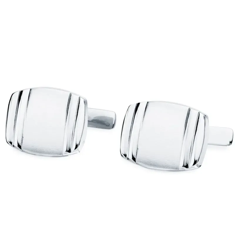 Gemelos oro blanco 18k hombre 17 mm. tonel barras verticales mate bri
