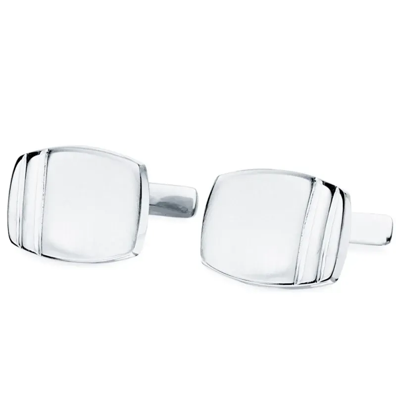 Gemelos oro blanco 18k hombre 17 mm. lisos tonel mate brillo cierre r