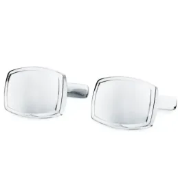Gemelos oro blanco 18k hombre 17 mm. estampación lisos cierre rígido