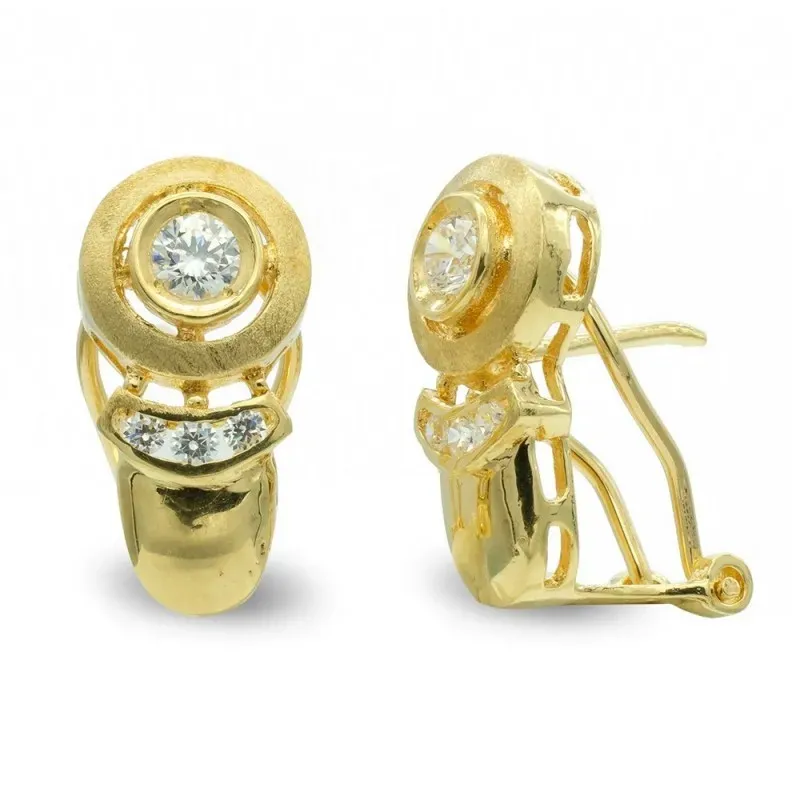 Pendientes oro 18k mujer redondos lisos combinados circonitas formas